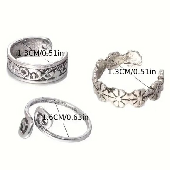 Toe Rings Foot Jewelry Minimalist Silver Adjustable Beach Boho Trendy Stylish - Picture 3 of 3